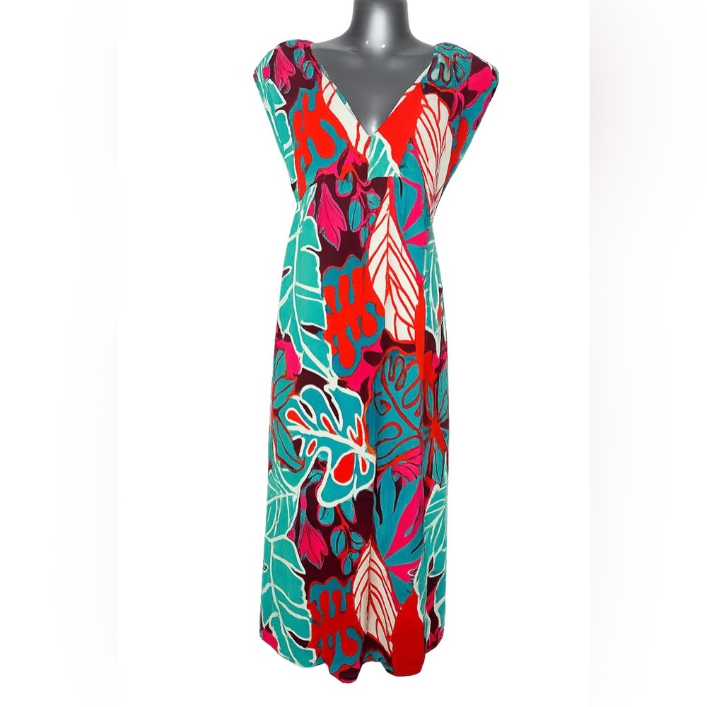 True Destinations Tropical Print‎ Shift Dress Resort Vacation S